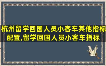 杭州留学回国人员小客车其他指标配置,留学回国人员小客车指标 杭州